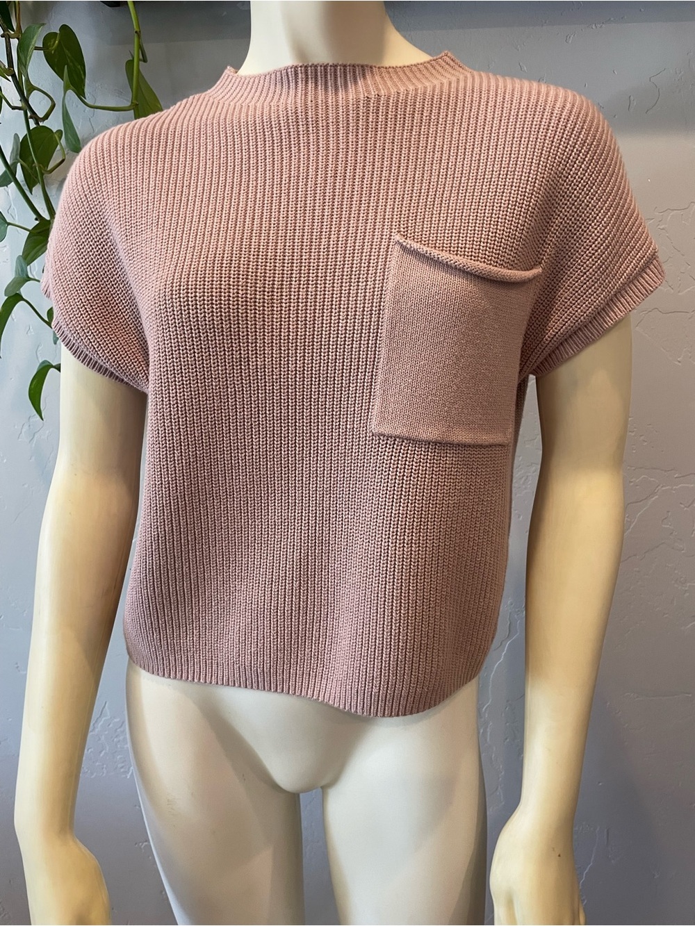 100% cotton cropped Classic Knit Pocket - Pink/mauve XS